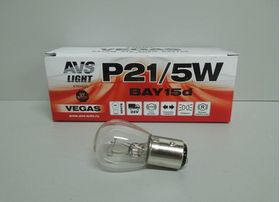 Лампа автомобильная AVS Vegas  12V. P21/5W(BAY15D) BOX(10 шт.)