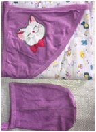 046M-0/1 Уголок для новорожденных, рукавичка с вышивкой           (Махра и кулирка 100% хлопок)