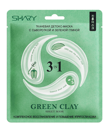 Маска для лица тканевая детокс, 25 г Green Clay - с зеленой глиной и сывороткой, 3 в 1 Арт. 8804014224702 - New-2019
