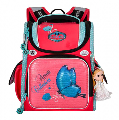 Рюкзак школьный ACROSS, артикул ACR19-295-08, цвет корал, синий, материал текстиль