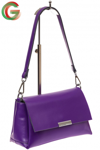 Женская сумка багет из натуральной кожи, цвет фиолетовый