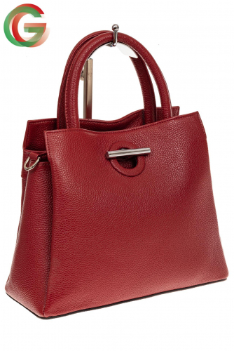Классическая женская сумка из натуральной кожи, цвет красный