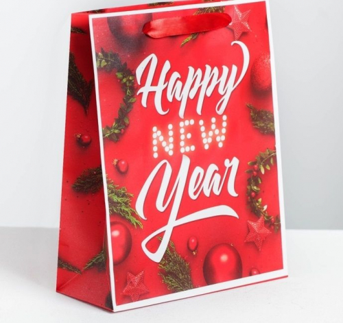 4262277 Пакет ламинированный вертикальный Happy New Year, MS 18 x 23 × 8 см