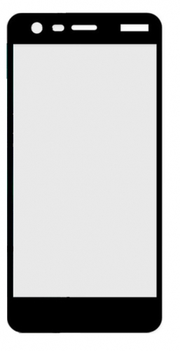 Защитное стекло на дисплей для Nokia 2 черное 5D (тех. пак)