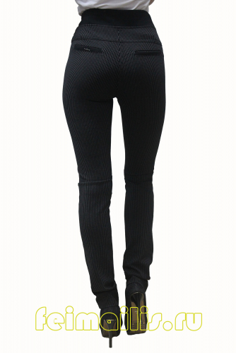 S70515--Слегка приуженные черные полоска брюки (44-56) размер