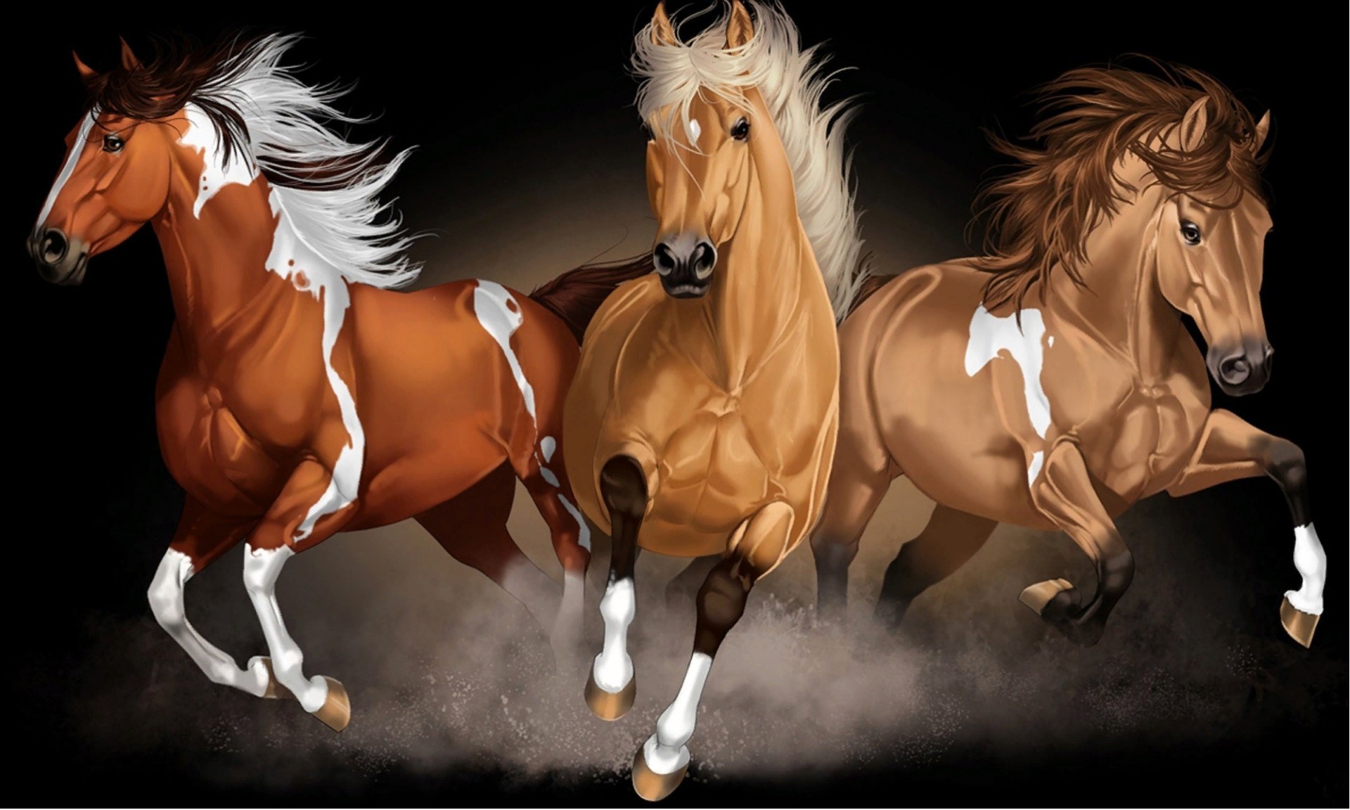 Три лошадки. Лошади. Конь бежит. Тройка лошадей. Три лошади.