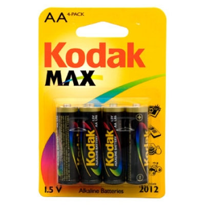  Батарейки Kodak АА (aa) LR6 4/BL, Max, алкалиновые, комплект 4 шт