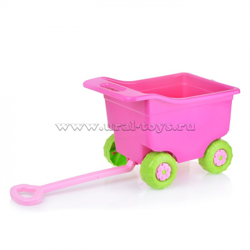 Тележка для игрушек на колесах большая (розовая)