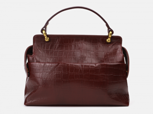 Бордовая кожаная женская сумка из натуральной кожи «W0042 Bordo Croco»