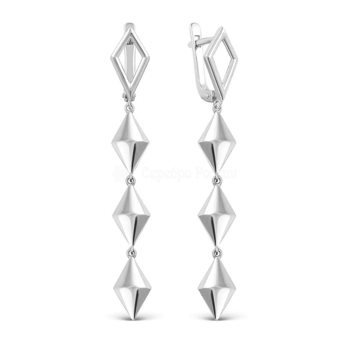 Серьги из серебра родированные 925 пробы С-3698-Р