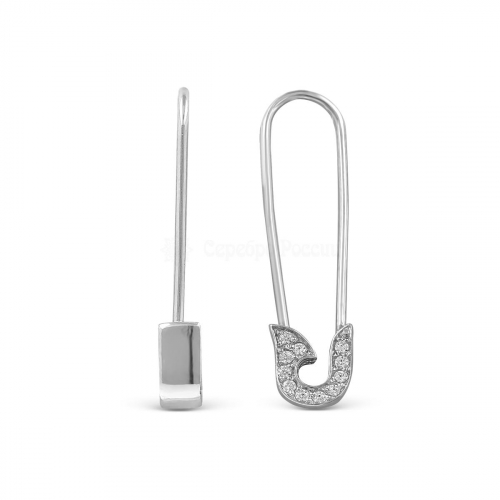 Серьги из серебра с фианитами родированные - Булавки 925 пробы с-3153р200