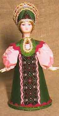Кукла сувенирная фарфоровая. Девушка в традиционном русском костюме.