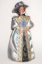 Кукла сувенирная фарфоровая. Светская дама в прогулочном костюме. К.18-н.19в.