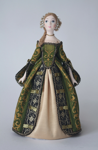 Кукла сувенирная фарфоровая. Светский костюме екатерининской эпохи. Европа.
