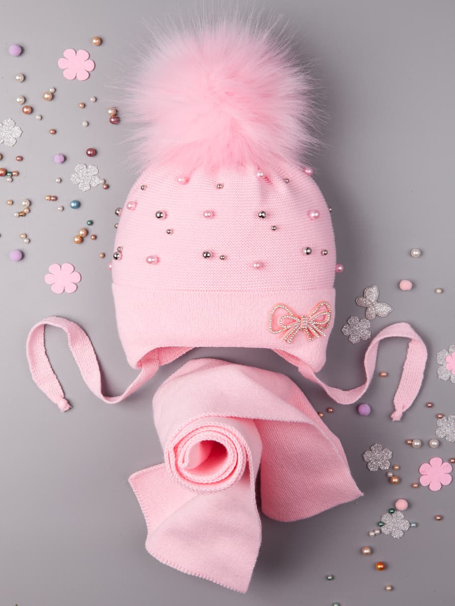 Розовые шапочки для девочек