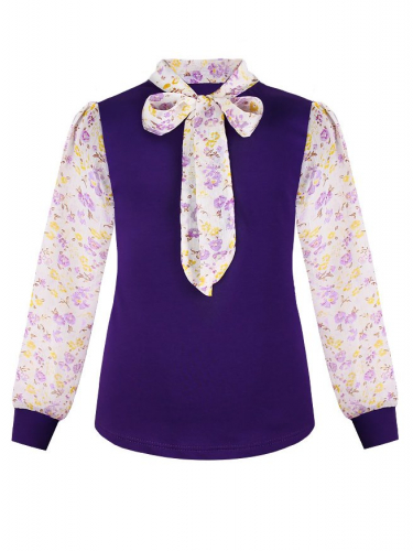 Фиолетовый джемпер (блузка) для девочки  с шифоном 809211-ДШ19