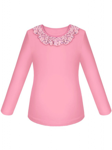 Розовый школьный джемпер (блузка) для девочки 8089-ДШ17