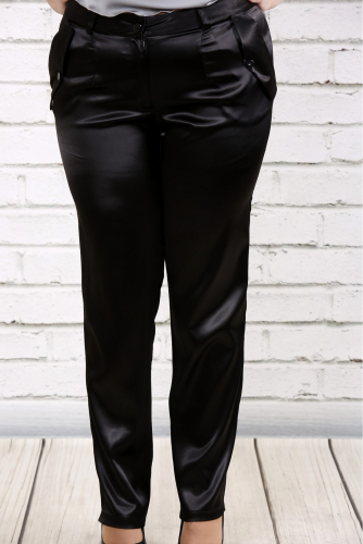 Черные брюки из плотного атласа | b036-1