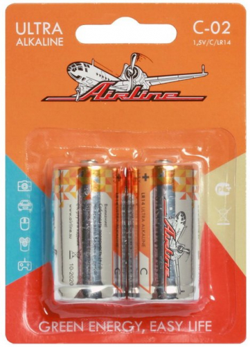 Батарейки AIRLINE LR14/С щелочные 2 шт. (C-02) уп.6шт.