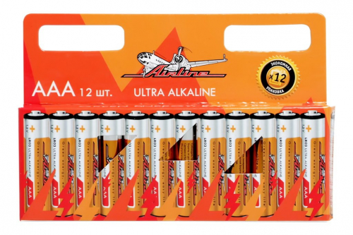 Батарейки AIRLINE  AAA LR03 щелочные в блистере 12шт.уп.10шт.