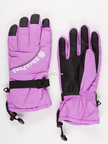 Женские зимние горнолыжные перчатки фиолетового цвета 903F