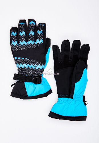 Женские зимние горнолыжные перчатки синего цвета 443S
