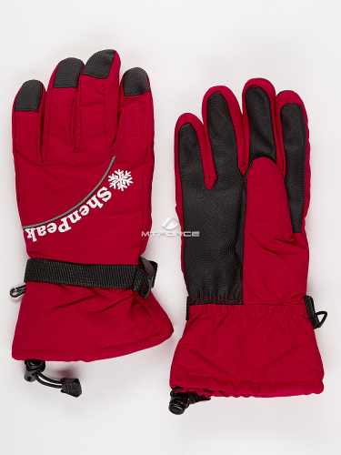 Женские зимние горнолыжные перчатки бордового цвета 903Bo