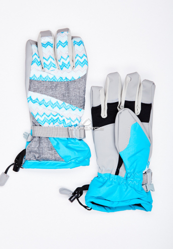 Женские зимние горнолыжные перчатки голубого цвета 443Gl