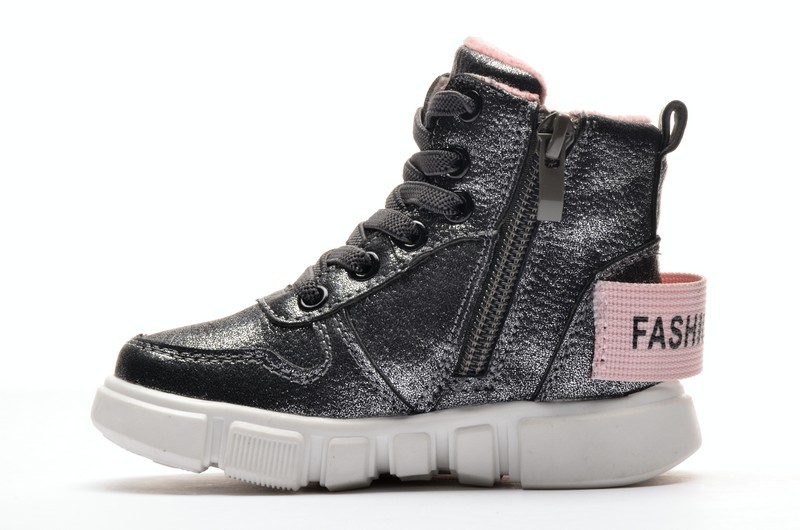 Мышонок L44-1H Ботинки детские чер-серебр иск кожа, подклад байка