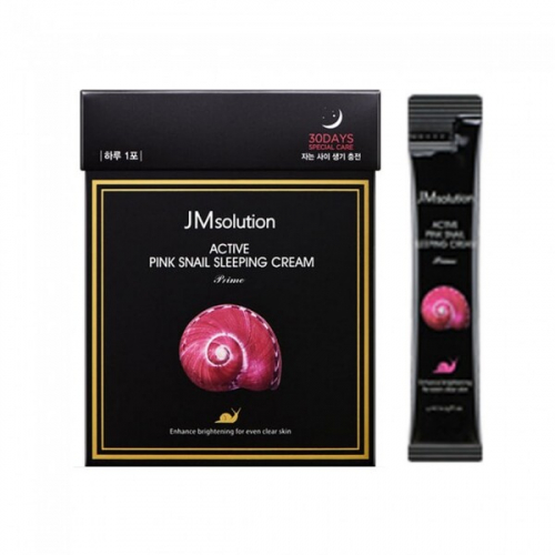 НАБОР Обновляющая ночная крем-маска с муцином улитки JMsolution Active Pink Snail Sleeping Cream Prime 30 шт