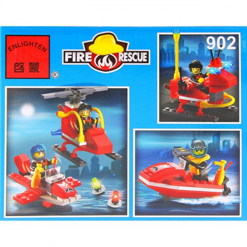 Конструктор «Пожарные спасатели: вертолёт + гидроцикл», 111 деталей
