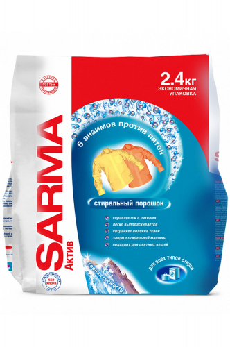Порошок стиральный для всех видов стирки Sarma Актив горная свежесть 2,4 кг - НЕВСКАЯ КОСМЕТИКА