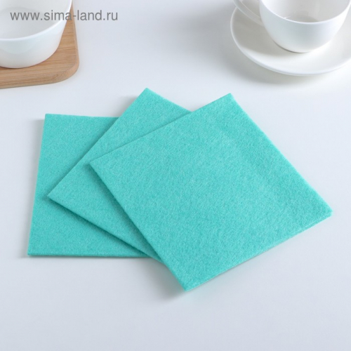 Салфетки для уборки 30×30 см, вискоза, 3 шт, цвет зелёный