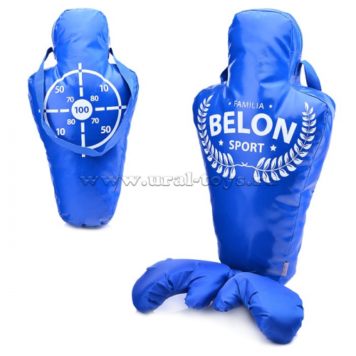 Набор для бокса: манекен большой (тент) 63смх34см+перчатки. Цвет синий