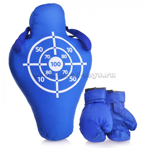 Набор для бокса: манекен малый (оксфорд) 48смх29см+перчатки. Цвет синий