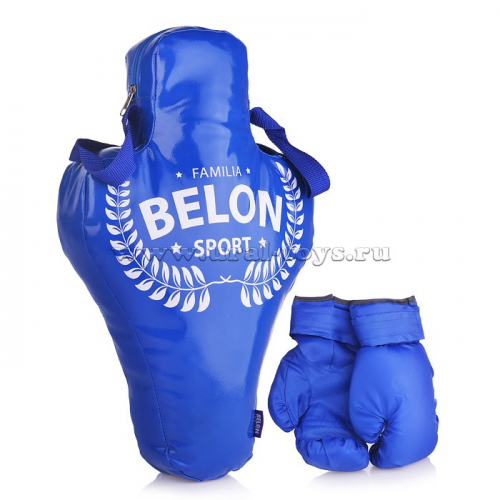 Набор для бокса: манекен малый (тент) 48смх29см+перчатки. Цвет синий