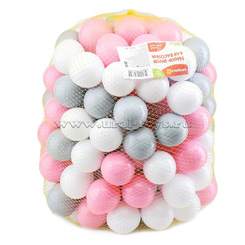 Набор шаров для бассейна 150 шт. (розовый,серый,белый)