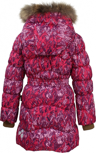 Пальто для девочек GRACE, фуксиа с принтом 73263, размер 110
