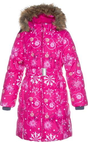 Пальто для девочек YACARANDA, фуксиа с принтом 94263, размер 116