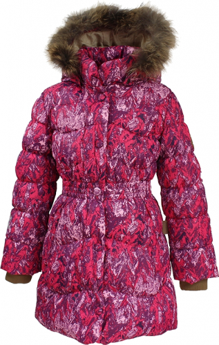 Пальто для девочек GRACE, фуксиа с принтом 73263, размер 110