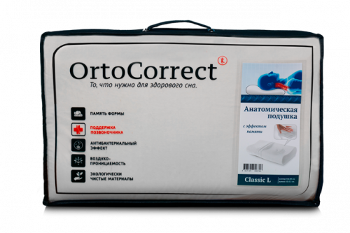 Анатомическая подушка OrtoCorrect с эффектом памяти Classic  L