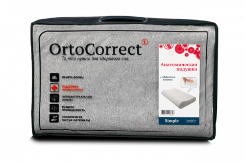 Анатомическая подушка OrtoCorrect с эффектом памяти Simple M