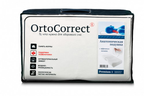 Анатомическая подушка OrtoCorrect с эффектом памяти Premium 1
