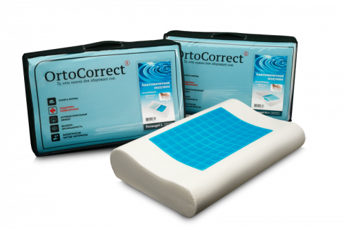 Анатомическая подушка OrtoCorrect с эффектом памяти Termogel L  (с гелевой вставкой)