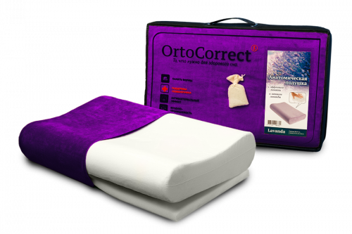 Анатомическая подушка OrtoCorrect с эффектом памяти  Lavanda (с регулировкой высоты)