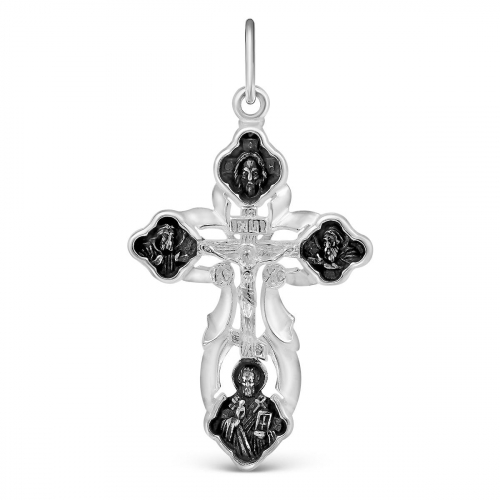 Крест из серебра с частичным чернением - 4 см Кр-654 чч