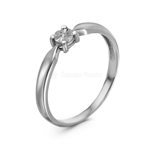 Кольцо из серебра с бриллиантом родированное к-908р110