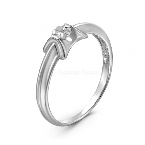Кольцо из серебра с бриллиантом родированное к-1214р110