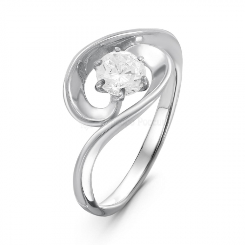 Кольцо из серебра с фианитом родированное 1-3227р200