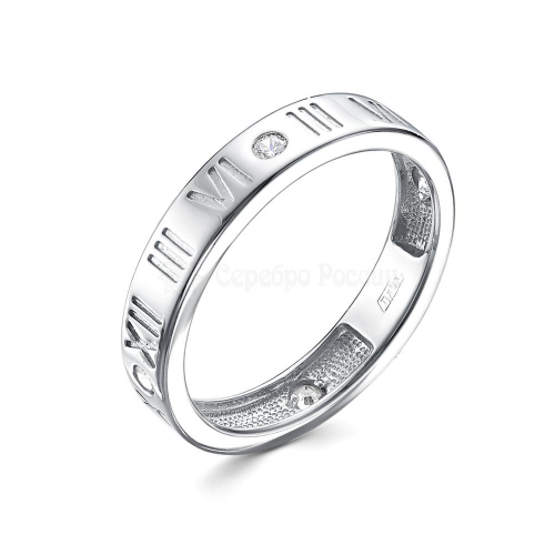Кольцо из серебра с фианитами родированное К-0035р00